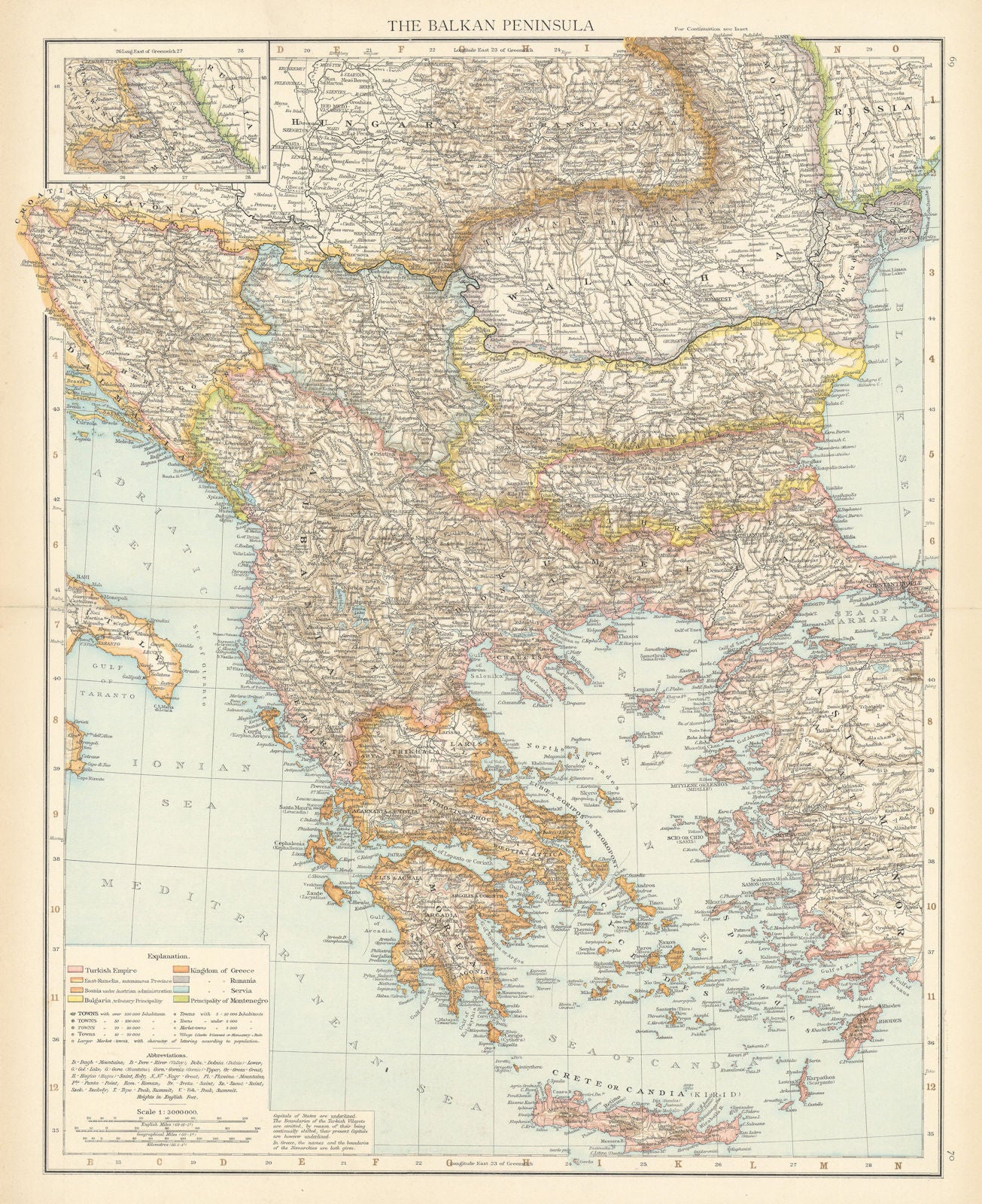 Balkan Peninsula. Turkish Empire. East Rumelia Greece Servia. THE TIMES 1895 map